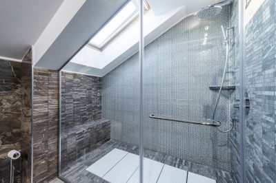 Open Shower with Frameless Glass